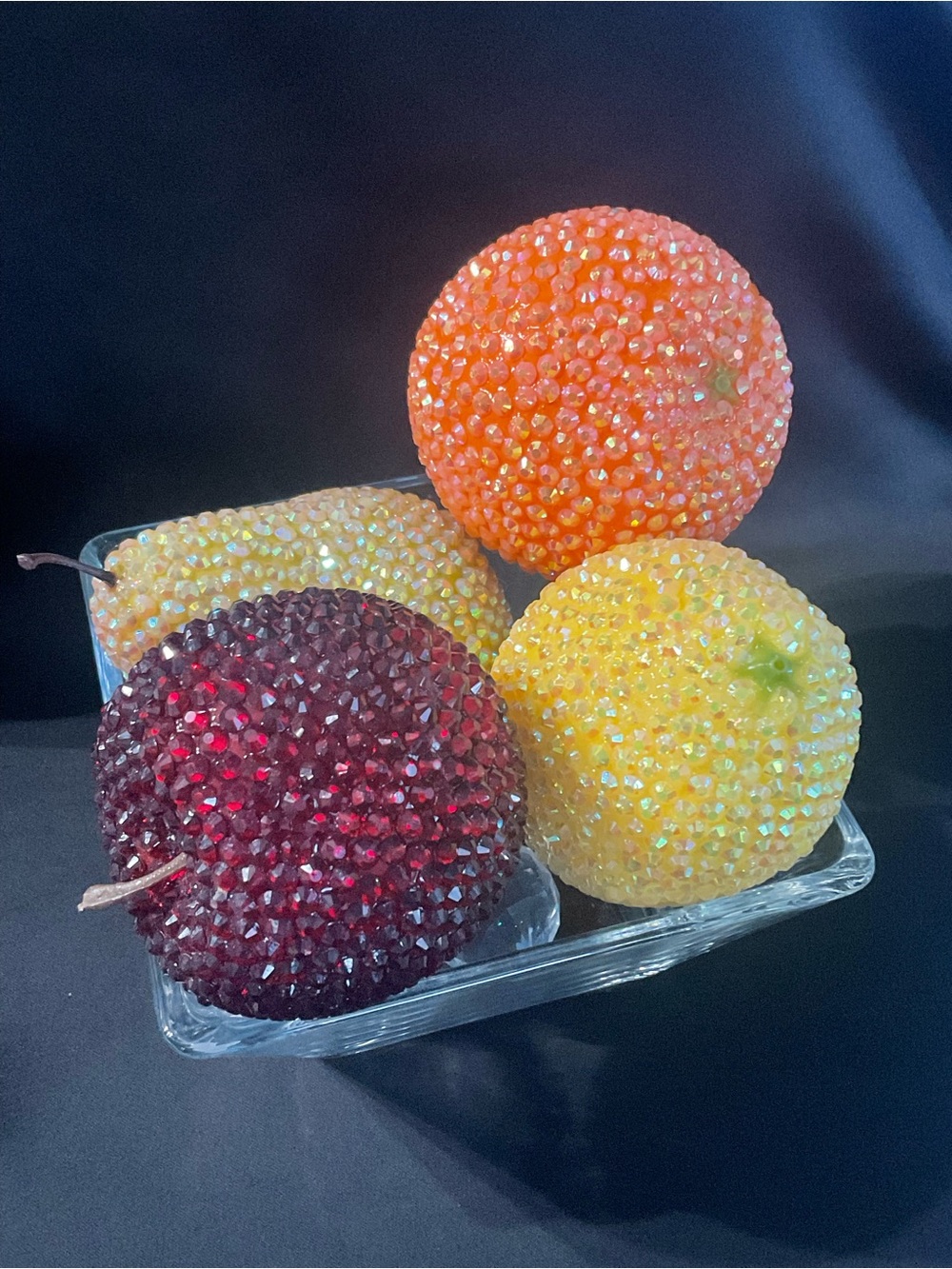 Sparkling Decorative Fruit Set - Red, Orange, Yellow